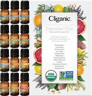 Cliganic USDA Organic Aromatherapy Essential Oils Set
