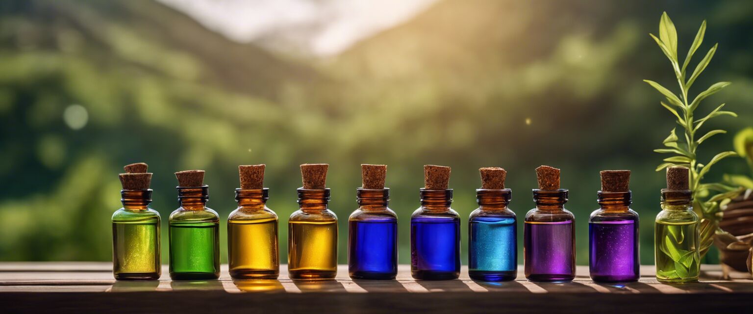 Essential oil bottles in a natural setting